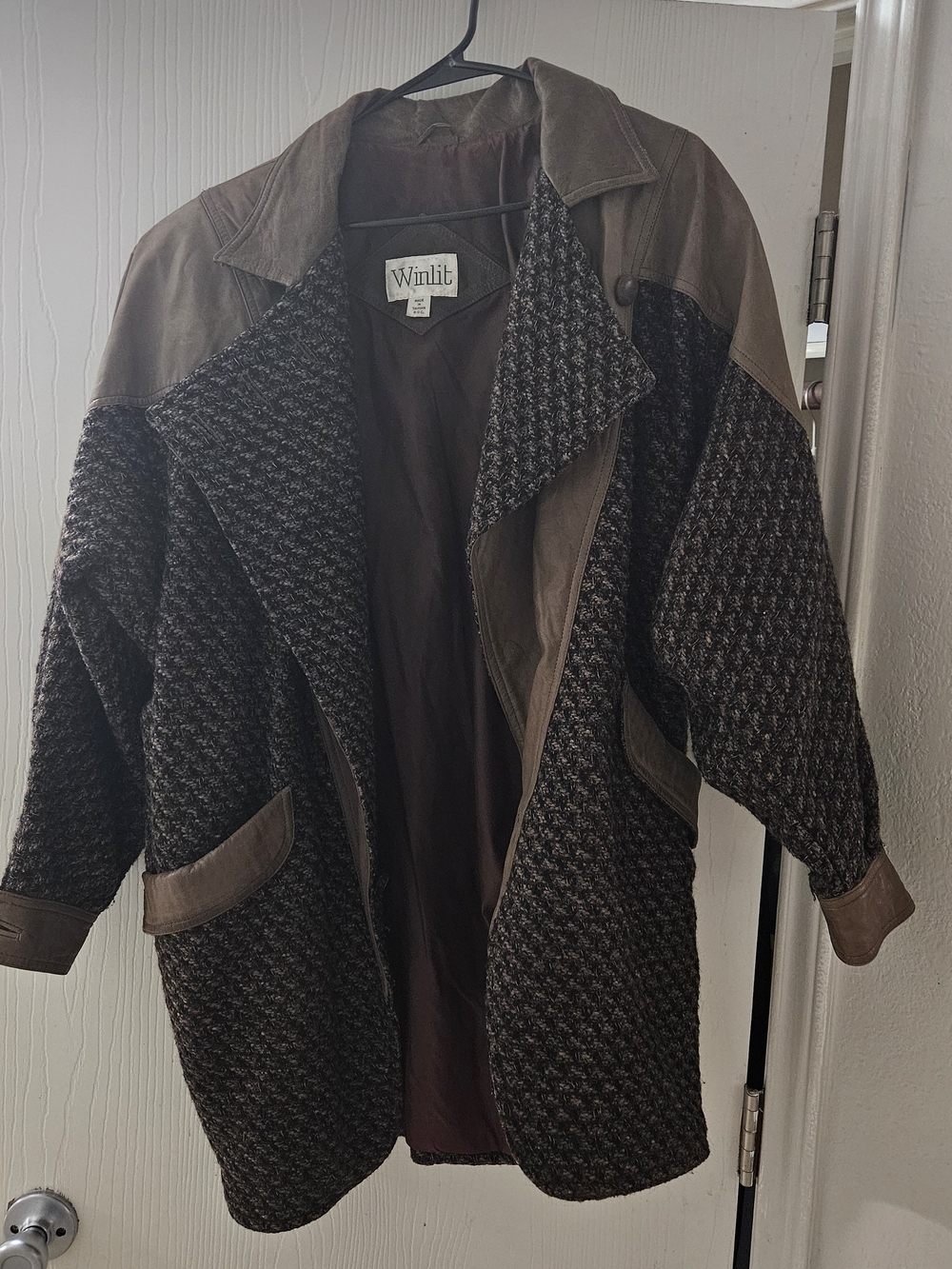 Winlit Women’s Brown Textured Coat Jacket